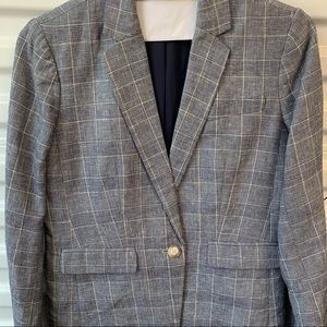 Ann Taylor PETITE jacket & pant suit 2P professional career, navy Glen plaid 2pc